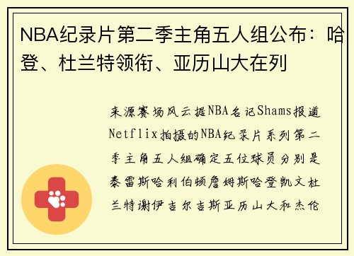NBA纪录片第二季主角五人组公布：哈登、杜兰特领衔、亚历山大在列